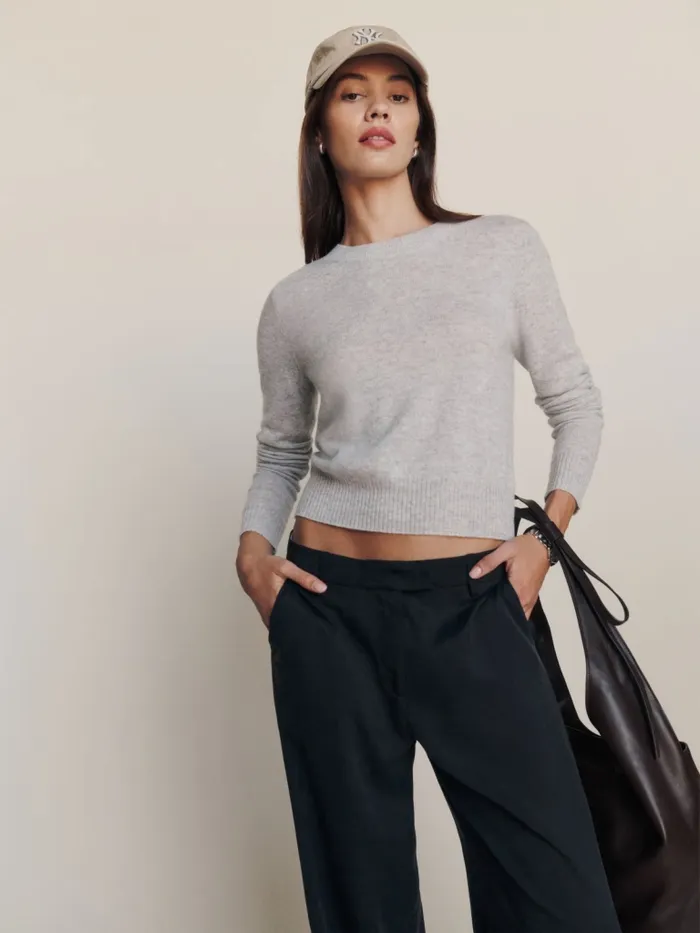 Reformation Sweaters Dana Cashmere Crew Sweater Foggy 8211 Women