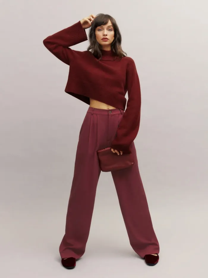 Reformation Sweaters Garrett Cashmere Cropped Turtleneck Chianti 8211 Women