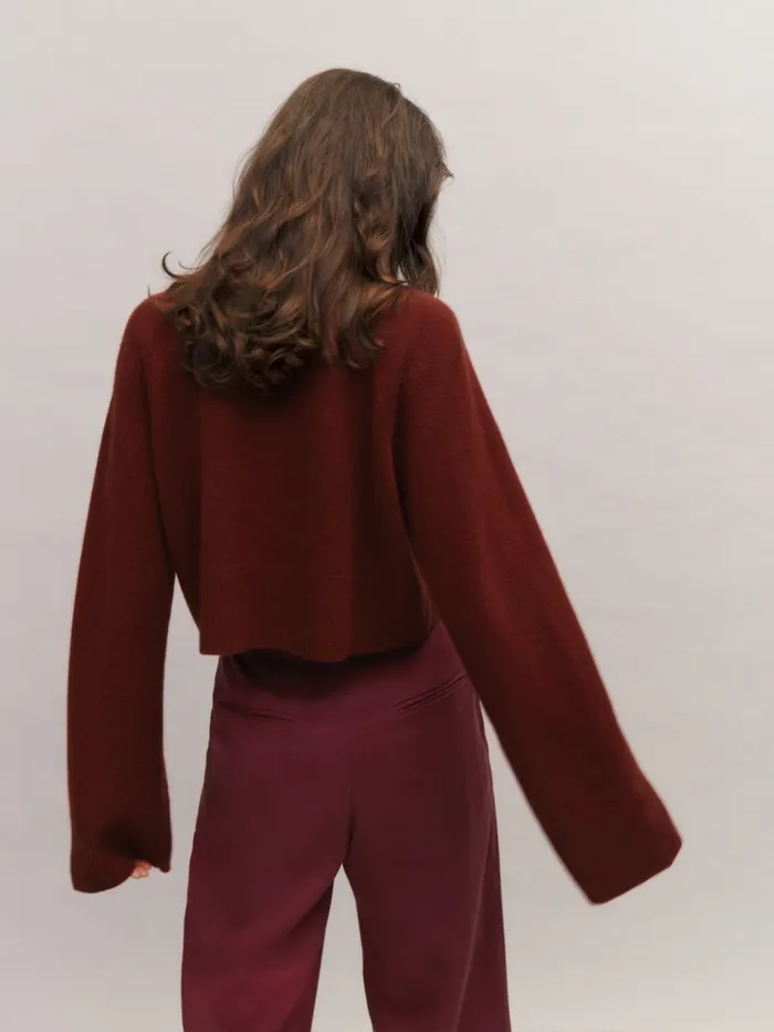 Reformation Sweaters Garrett Cashmere Cropped Turtleneck Chianti 8211 Women