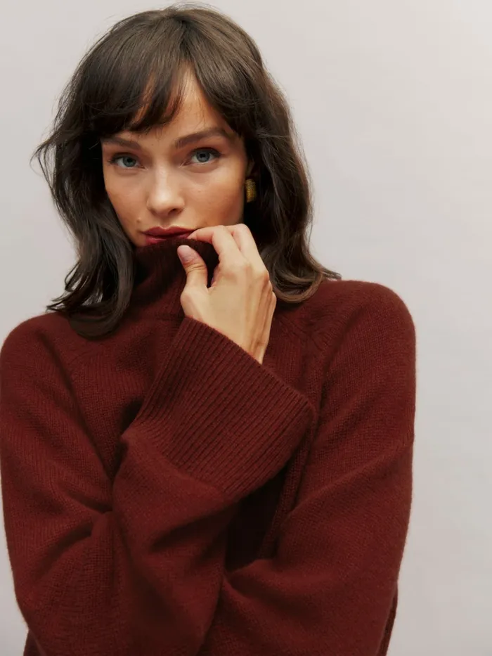 Reformation Sweaters Garrett Cashmere Cropped Turtleneck Chianti 8211 Women