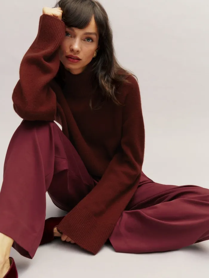 Reformation Sweaters Garrett Cashmere Cropped Turtleneck Chianti 8211 Women