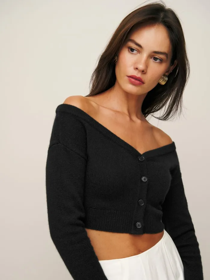 Reformation Sweaters Millie Cashmere Off The Shoulder Cardigan Black 8211 Women Reformation Sweaters Millie Cashmere Off The Shoulder Cardigan Black 8211 Women