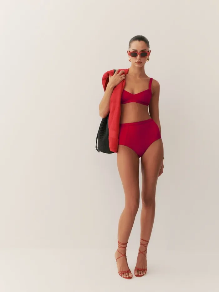 Reformation Swim Soleil Bikini Top Lipstick 8211 Women