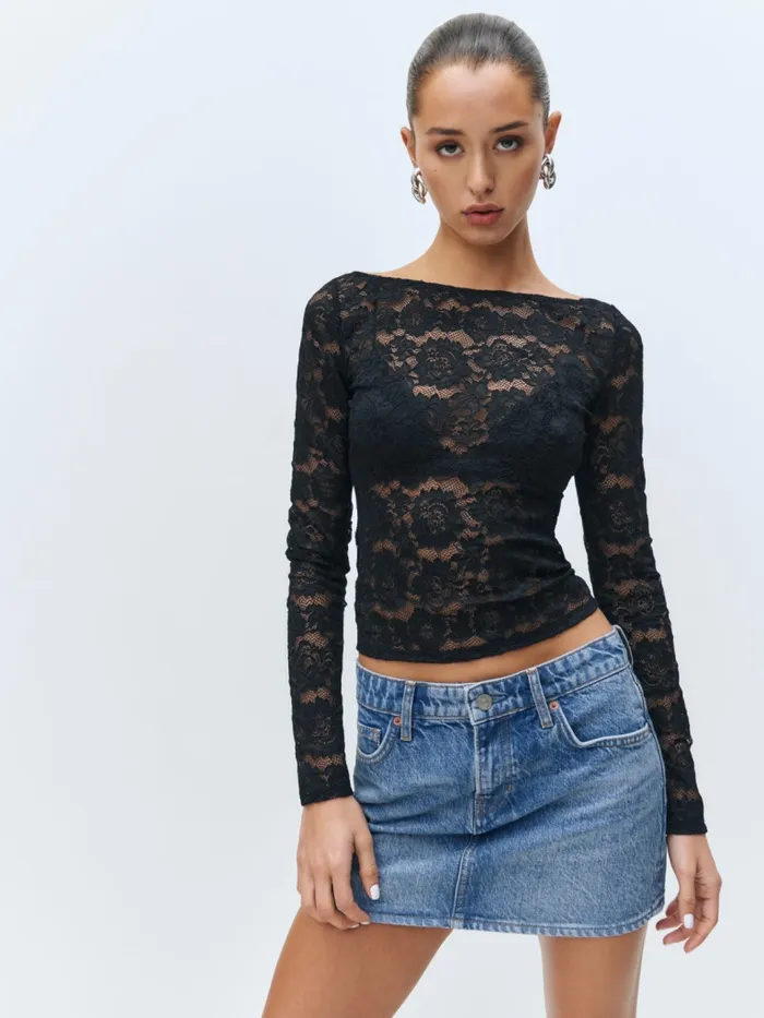 Reformation Tops Adriano Lace Knit Top Sicilian Widow 8211 Women