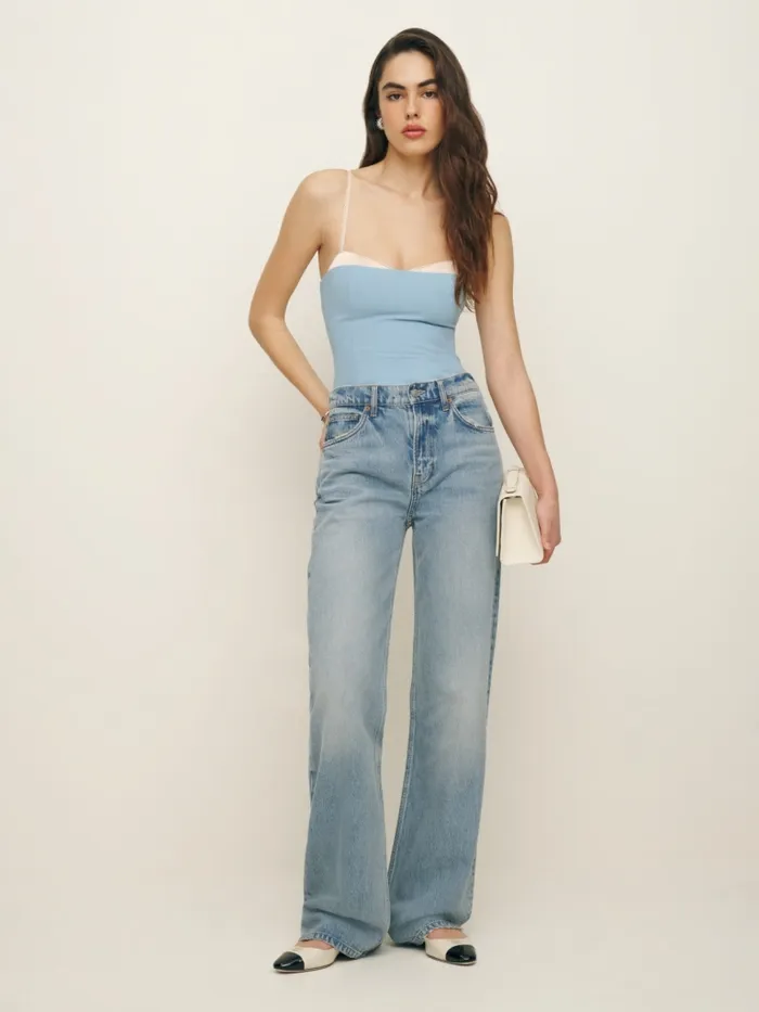 Reformation Tops Melanie Top Light Blue 8211 Women Reformation Tops Melanie Top Light Blue 8211 Women
