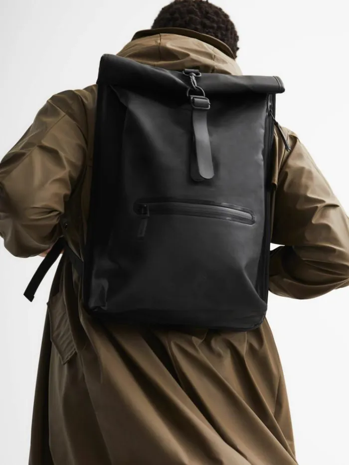 REISS Bags and Purses WomenMen Rains Roll Top Rucksack Black
