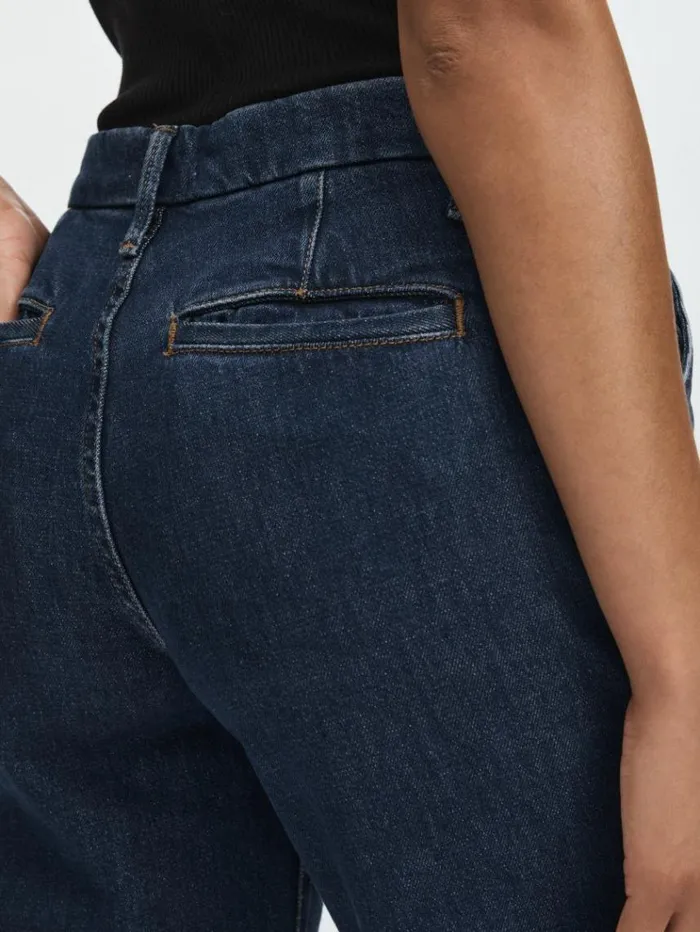REISS Denim Women Good American StraightLeg Trouser Jeans Indigo Blue