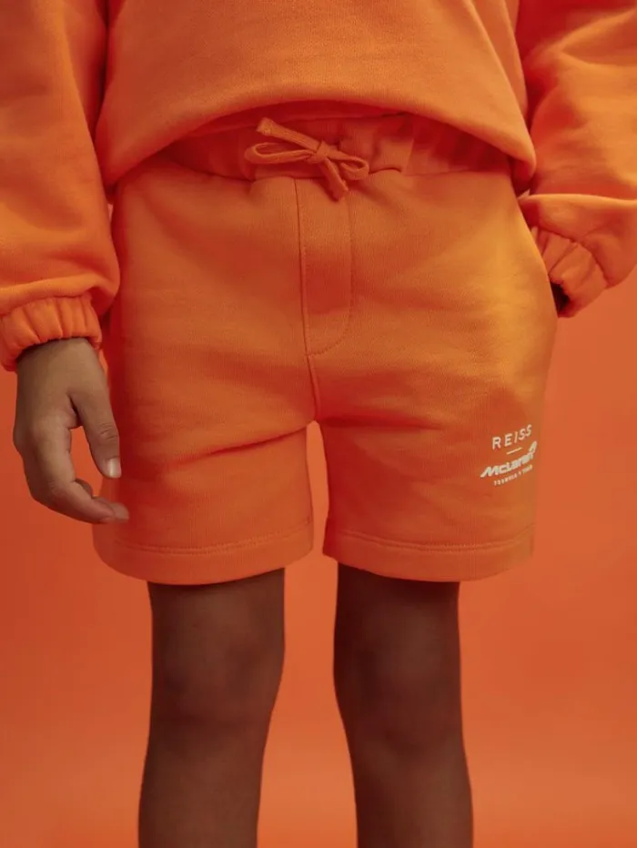 REISS Reiss X Mclaren F1 Team Children McLaren F1 Cotton Drawstring Shorts Papaya