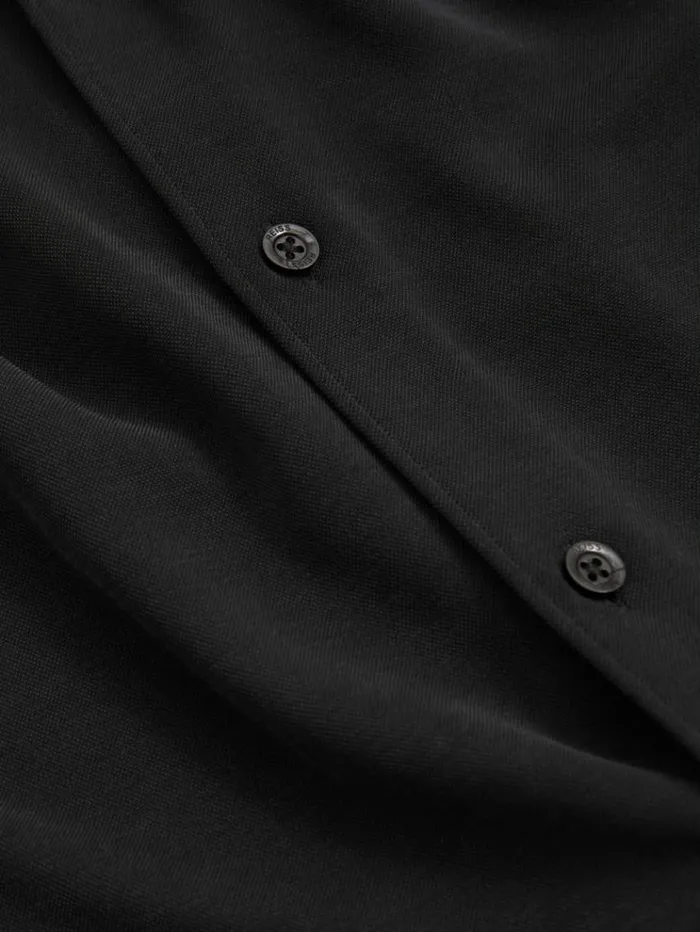 REISS Shirts Men Modal Blend Cutaway Collar Shirt Washed Black