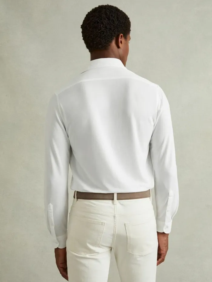 REISS Shirts Men Modal Blend Cutaway Collar Shirt White