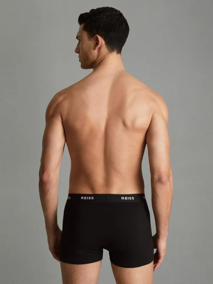 REISS Socks and Underwear Men Three Pack Organic Cotton Boxers Black