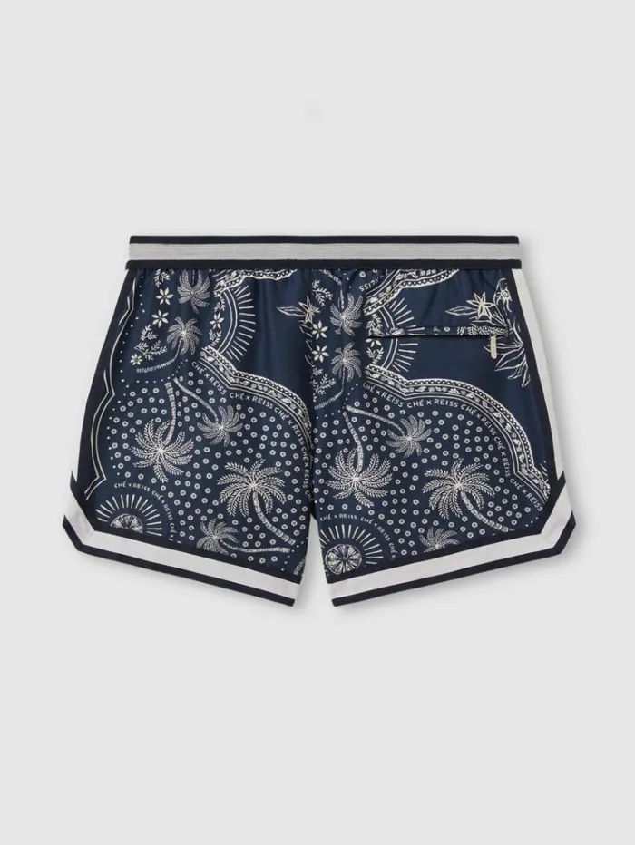 REISS Swimwear Men Reiss Ch Printed Elasticated Waist Swim Shorts Navywhite