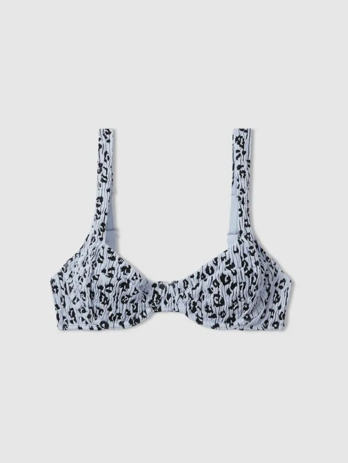 REISS Swimwear Women Good American Always Fits Leopard Print Underwired Bikini Top Blue Print REISS Swimwear Women Good American Always Fits Leopard Print Underwired Bikini Top Blue Print