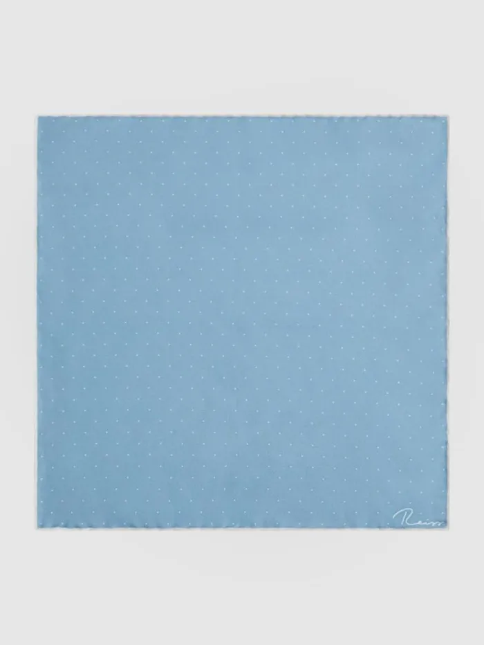 REISS Ties and Pocket Squares Men Polka Dot Silk Pocket Square Blue