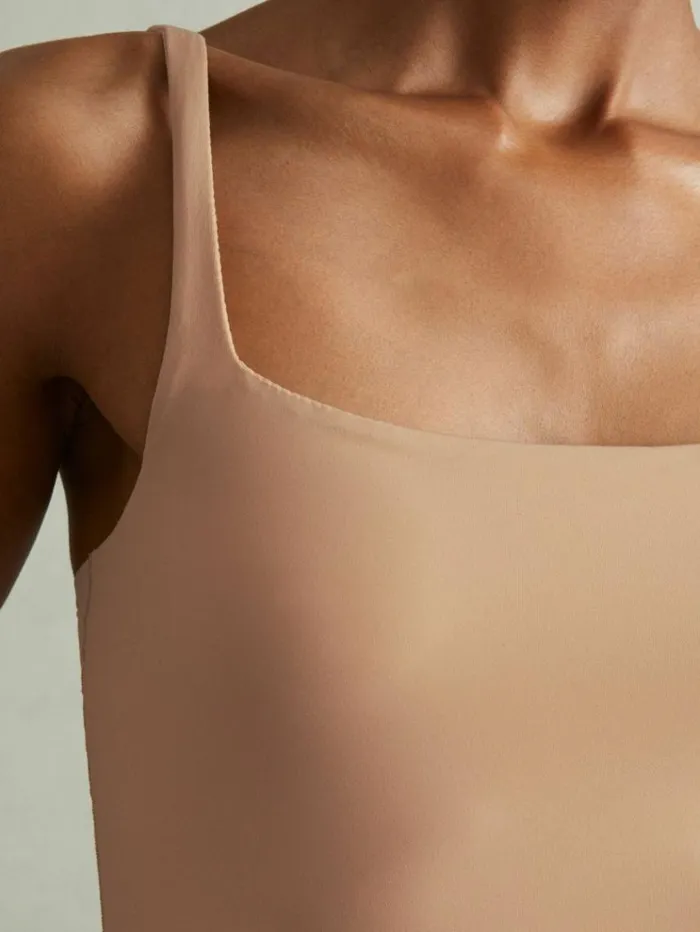 REISS Tops Women Seamless Square Neck Thong Bodysuit Neutral