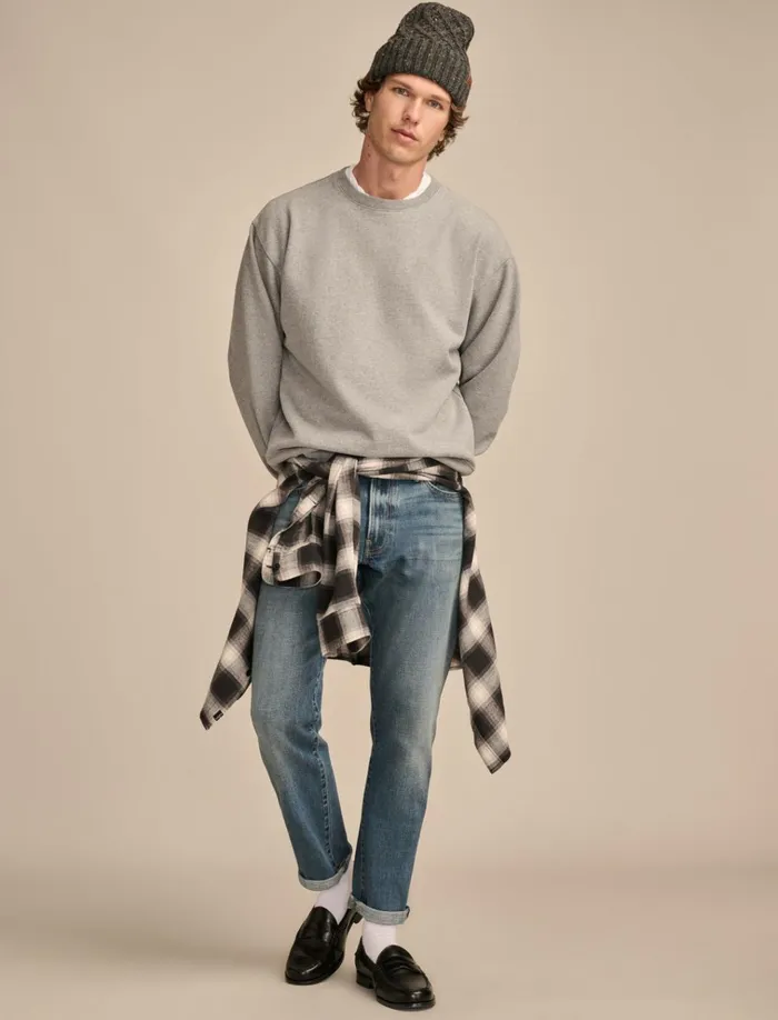 Relaxed Fleece Crew Heather Grey Men Lucky Brand Activewear