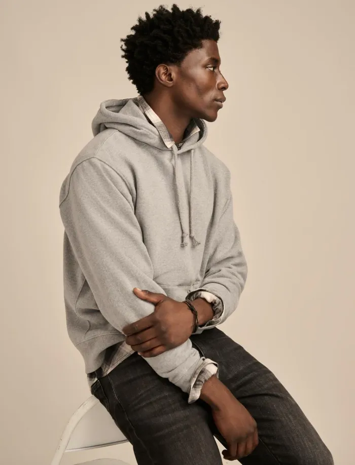 Relaxed Fleece Hoodie Heather Grey Men Lucky Brand Activewear