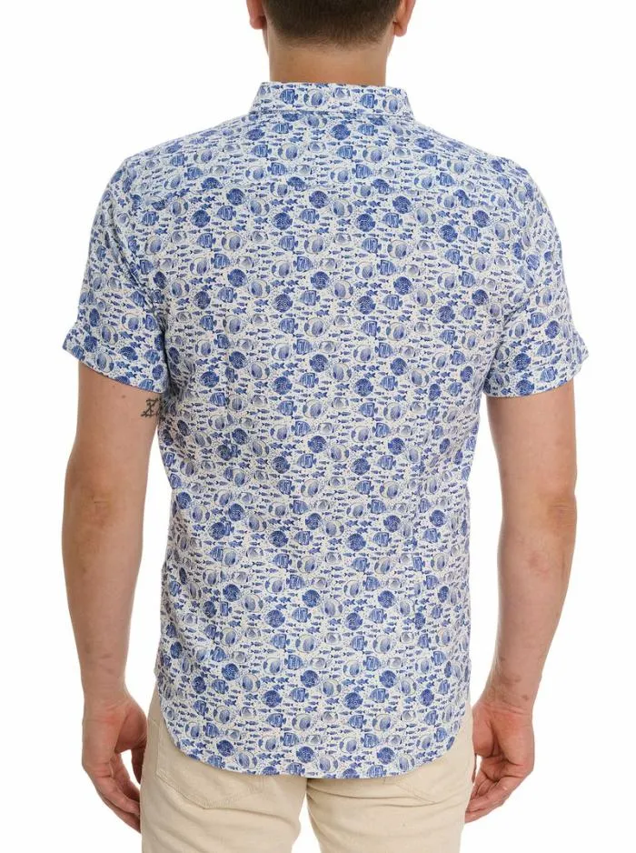 Robert Graham Button Down Shirts Men Fenwick Short Sleeve Button Down Shirt Blue