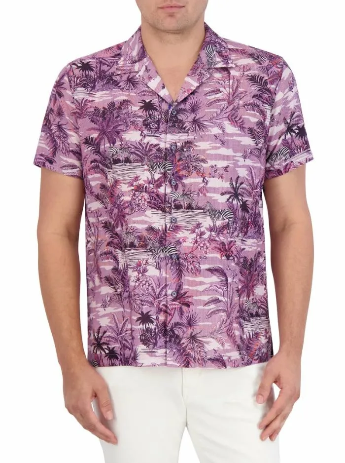 Robert Graham Button Down Shirts Men Makara Short Sleeve Button Down Shirt Lilac