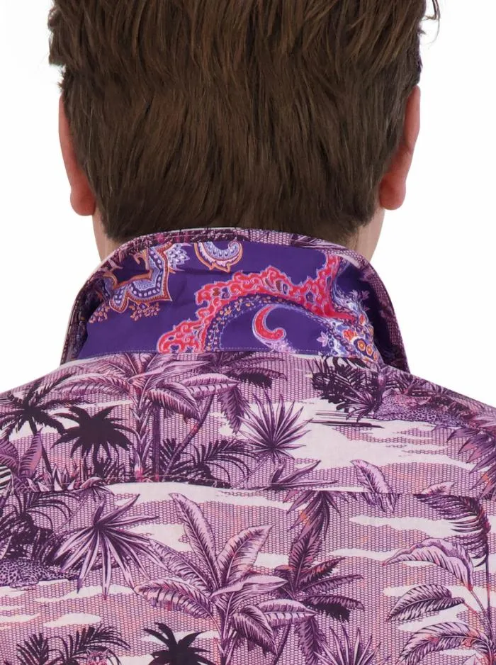 Robert Graham Button Down Shirts Men Makara Short Sleeve Button Down Shirt Lilac