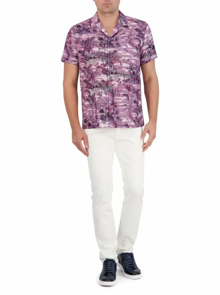 Robert Graham Button Down Shirts Men Makara Short Sleeve Button Down Shirt Lilac
