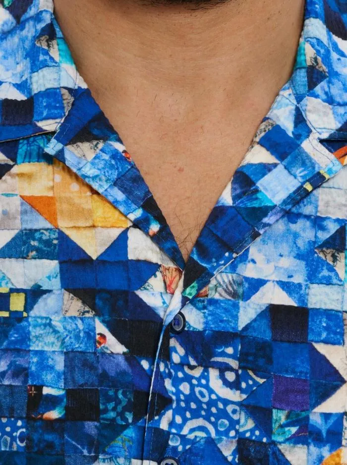 Robert Graham Button Down Shirts Men Sashiko Short Sleeve Button Down Shirt Multi