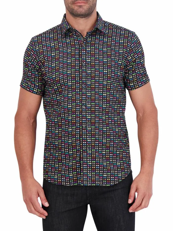 Robert Graham Button Down Shirts Men Spectacle Short Sleeve Button Down Shirt Black Robert Graham Button Down Shirts Men Spectacle Short Sleeve Button Down Shirt Black