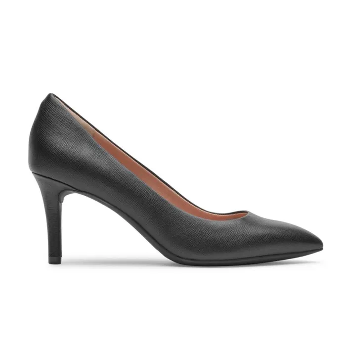 Rockport Heels Women Total Motion 75mm Pointed Toe Heel Black Texture Leather Rockport Heels Women Total Motion 75mm Pointed Toe Heel Black Texture Leather