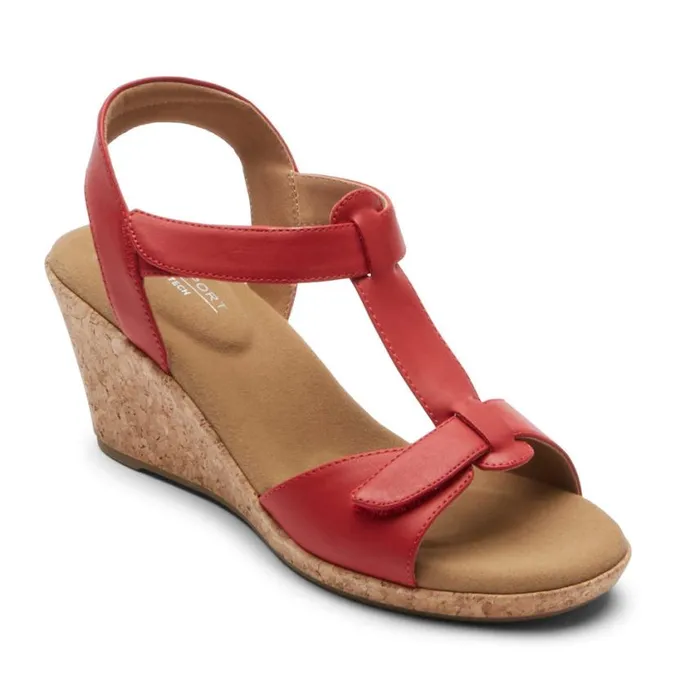 Rockport Sandals and Wedges Women Blanca TStrap Sandal Cayenne Red