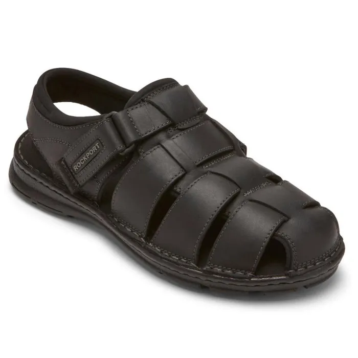 Rockport Sandals Men Darwyn Fisherman Slingback Sandal Black Leather 2