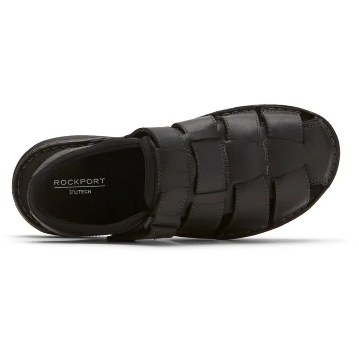 Rockport Sandals Men Darwyn Fisherman Slingback Sandal Black Leather 2