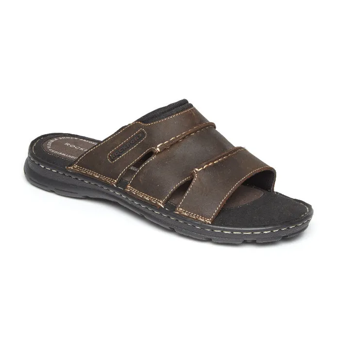 Rockport Sandals Men Darwyn Slide Brown Ii Lea