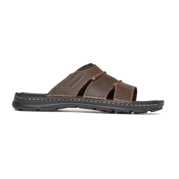 Rockport Sandals Men Darwyn Slide Brown Ii Lea