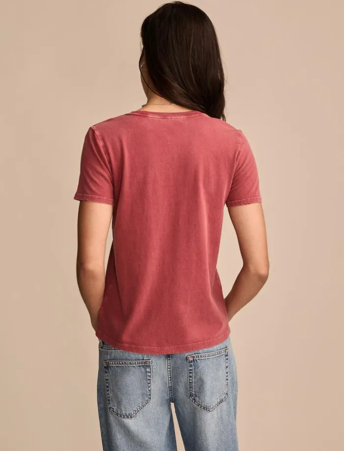 Rolling Stones 78 Tour Classic Crew Brick Red Women Lucky Brand Graphic Tees
