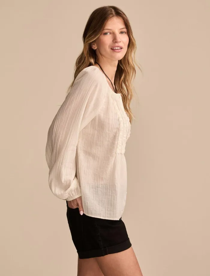 Ruffle Tuxedo Blouse Tofu Women Lucky Brand Blouses