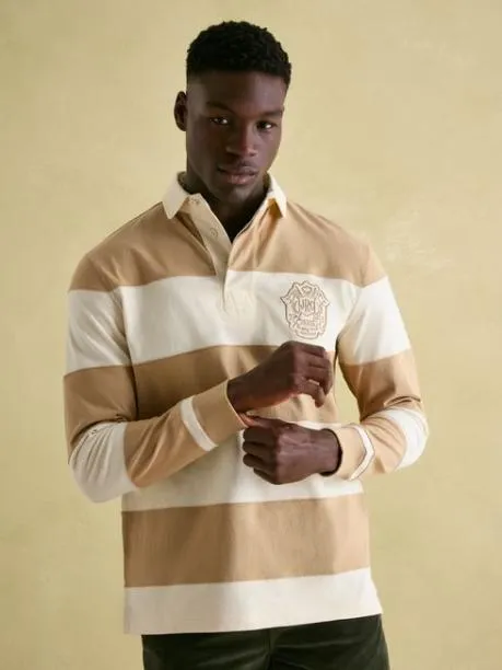 Rugby Shirts Men Joules Cream Embellished Cut And Sew Rugby Shirt