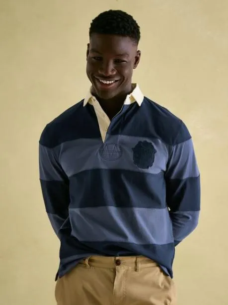 Rugby Shirts Men Joules Navy Embellished Cut And Sew Rugby Shirt