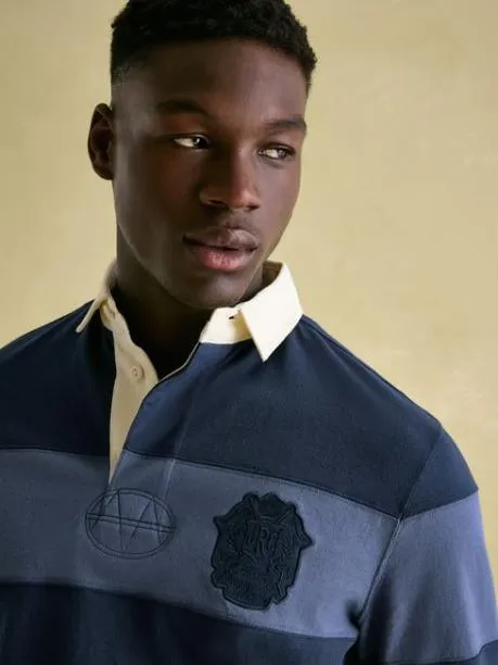 Rugby Shirts Men Joules Navy Embellished Cut And Sew Rugby Shirt