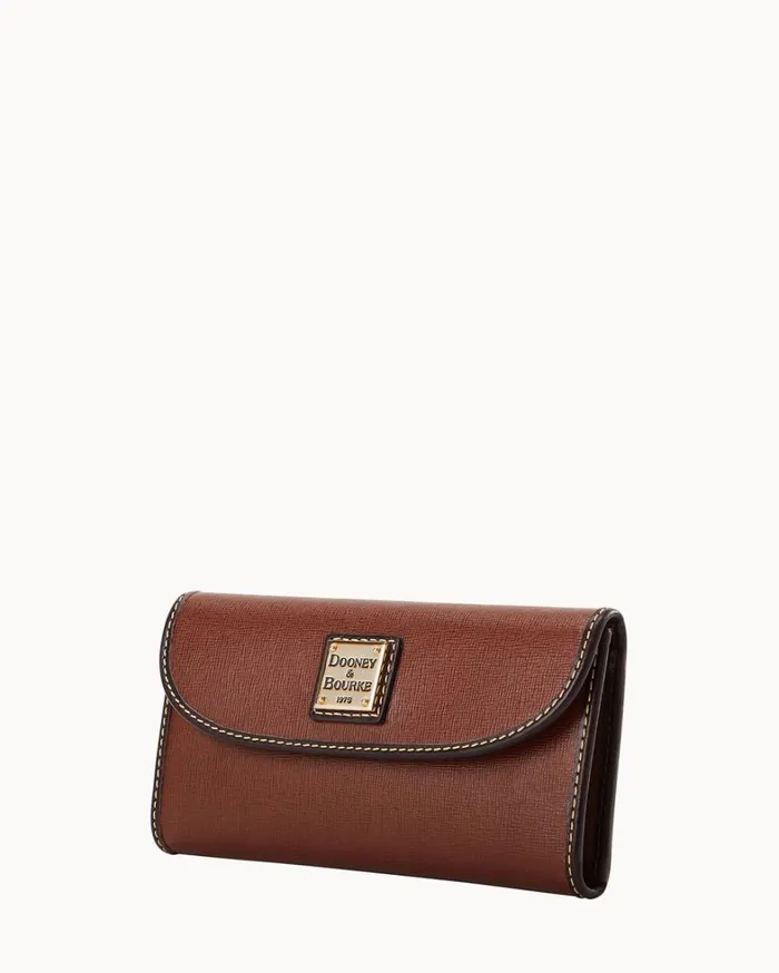 Saffiano Continental Clutch Amber Women Dooney and Bourke Wallets Saffiano Continental Clutch Amber Women Dooney and Bourke Wallets