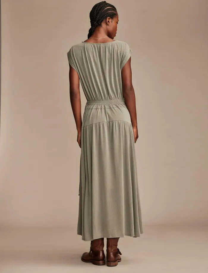 Sandwash Ruched Dress Dusty Olive Women Lucky Brand Dresses