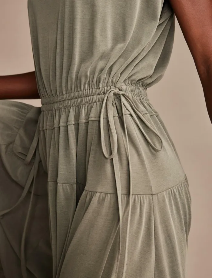 Sandwash Ruched Dress Dusty Olive Women Lucky Brand Dresses