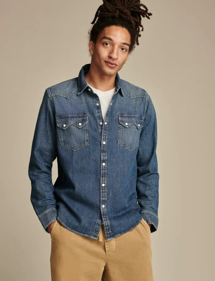 Sawtooth Denim Western Shirt Anchor Men Lucky Brand Shirts and Tops