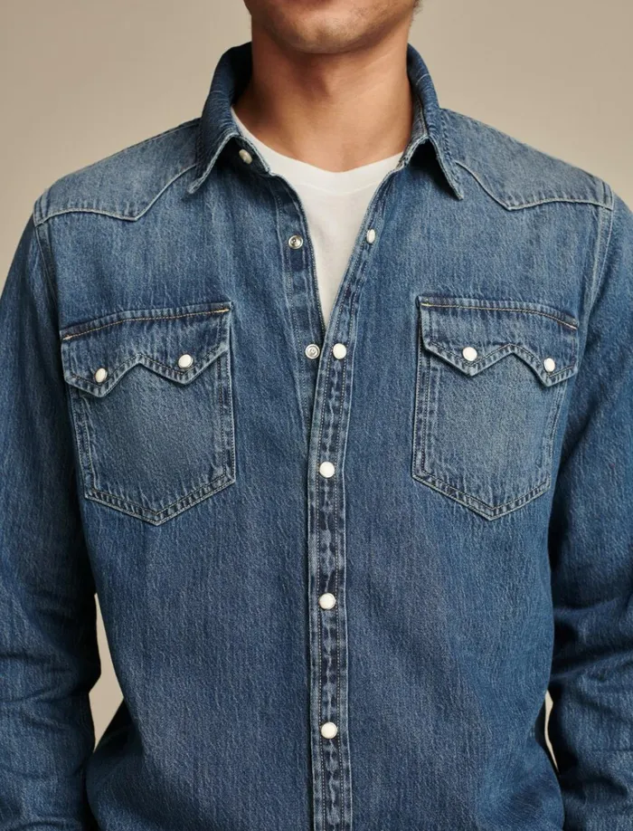 Sawtooth Denim Western Shirt Anchor Men Lucky Brand Shirts and Tops