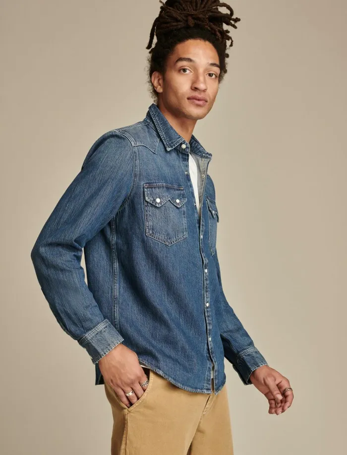Sawtooth Denim Western Shirt Anchor Men Lucky Brand Shirts and Tops