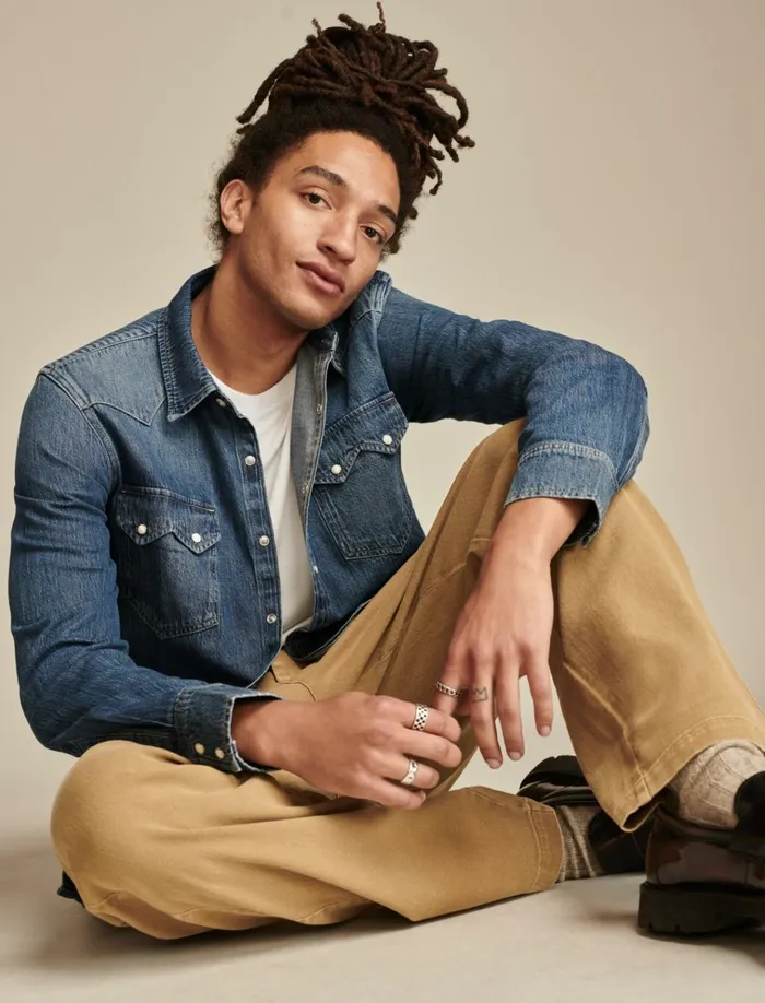 Sawtooth Denim Western Shirt Anchor Men Lucky Brand Shirts and Tops