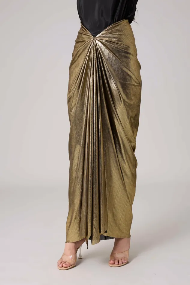 Scarlet Sage Bottoms Antonia Skirt 8211 Metallic Dark Gold 8211 Women