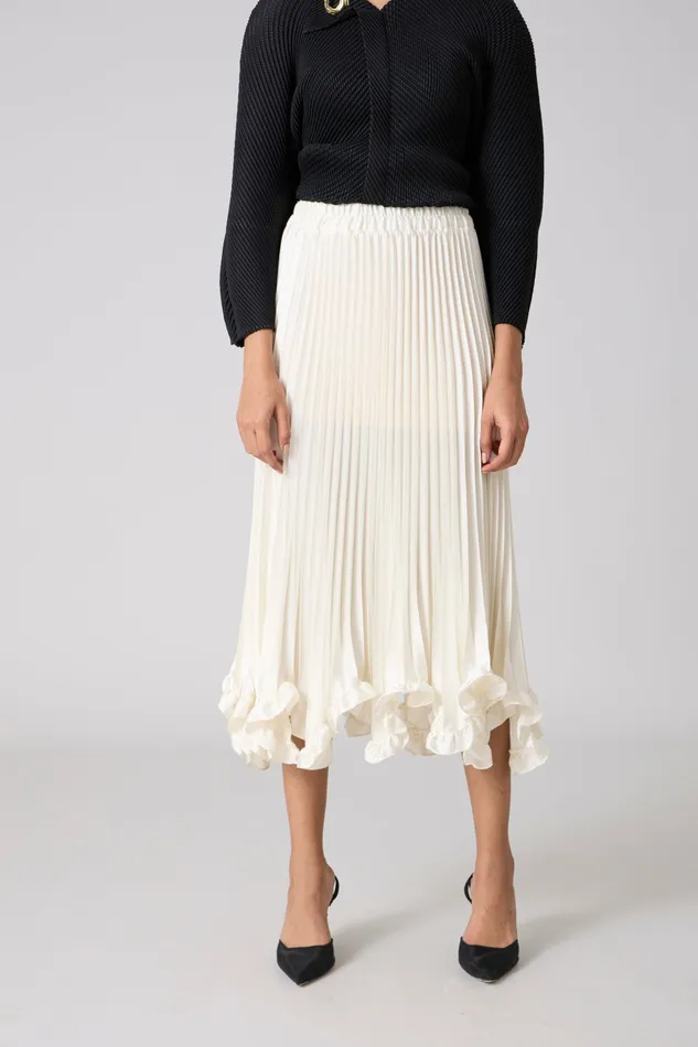 Scarlet Sage Bottoms Mirabelle Satin Skirt 8211 Ivory 8211 Women