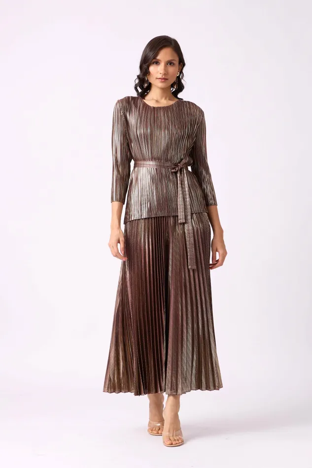 Scarlet Sage CoOrd Sets Ariana Metallic Set 8211 Brown Gold 8211 Women