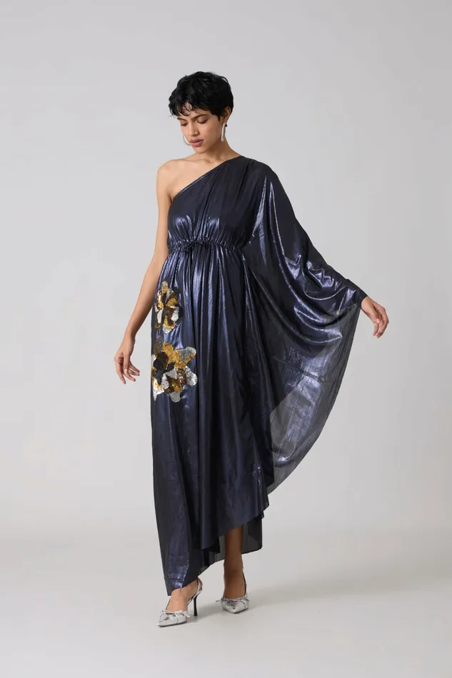 Scarlet Sage Dresses Keri Applique Dress 8211 Metallic Ink Blue 8211 Women