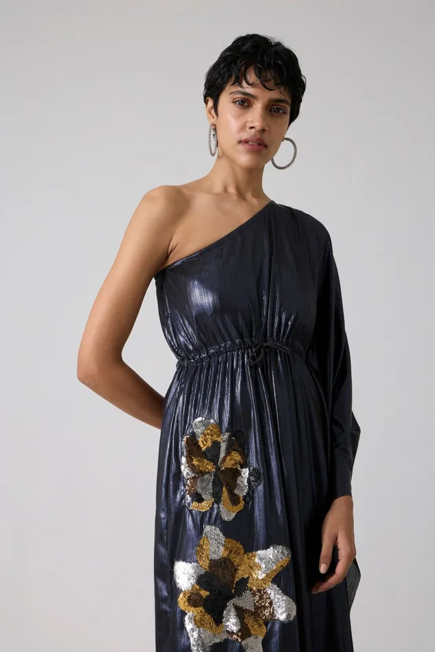 Scarlet Sage Dresses Keri Applique Dress 8211 Metallic Ink Blue 8211 Women